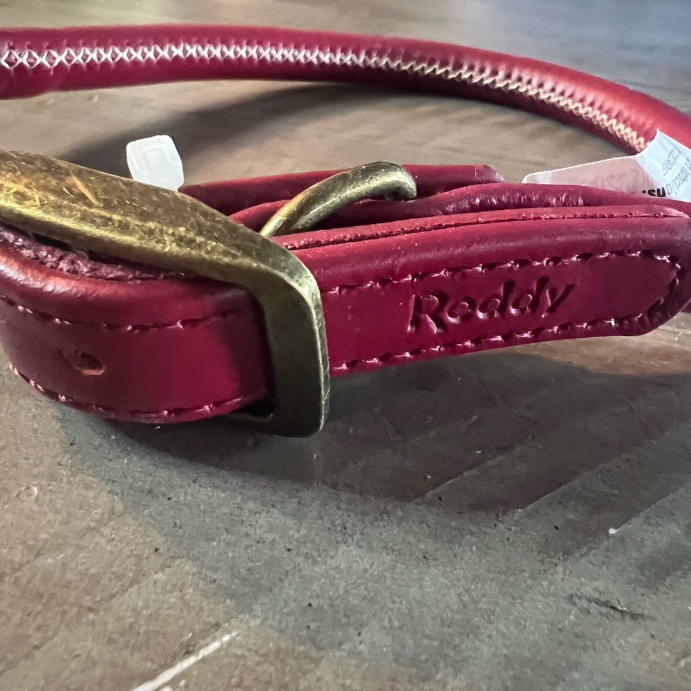 Reddy Red Dog Collar with Brass Buckle Small - Medium Collar 10 -14 lbs [New]